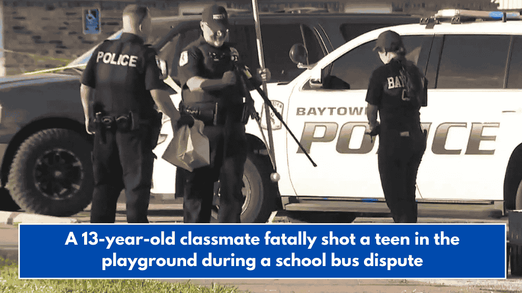 A 13-year-old classmate fatally shot a teen in the playground during a school bus dispute