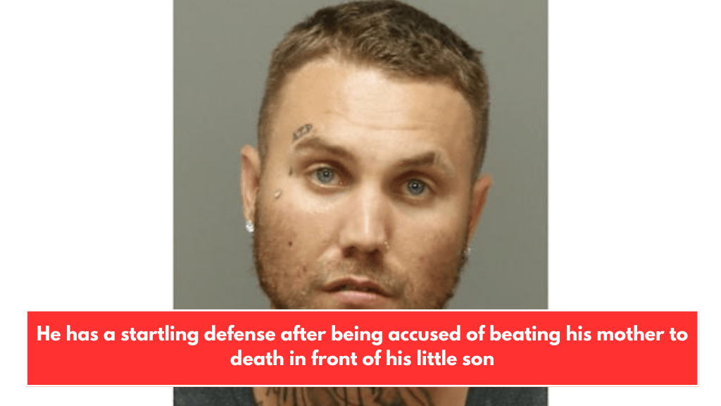 He has a startling defense after being accused of beating his mother to death in front of his little son