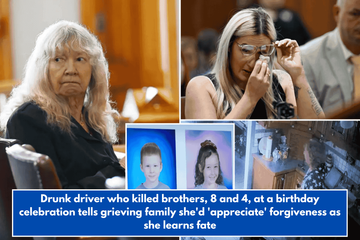 Drunk driver who killed brothers, 8 and 4, at a birthday celebration tells grieving family she'd 'appreciate' forgiveness as she learns fate