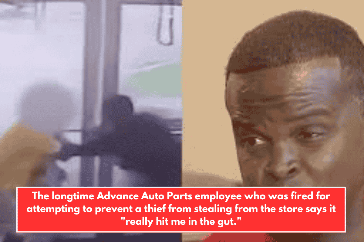 The longtime Advance Auto Parts employee who was fired for attempting to prevent a thief from stealing from the store says it "really hit me in the gut."