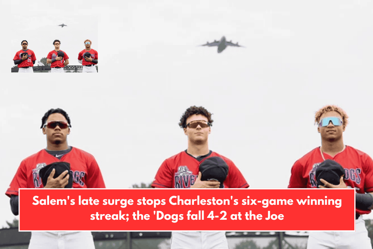 Salem's late surge stops Charleston's six-game winning streak; the 'Dogs fall 4-2 at the Joe