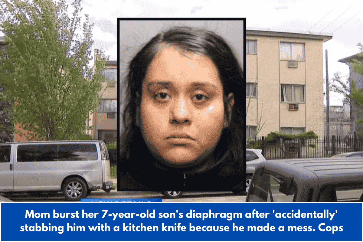 Mom burst her 7-year-old son's diaphragm after 'accidentally' stabbing him with a kitchen knife because he made a mess. Cops