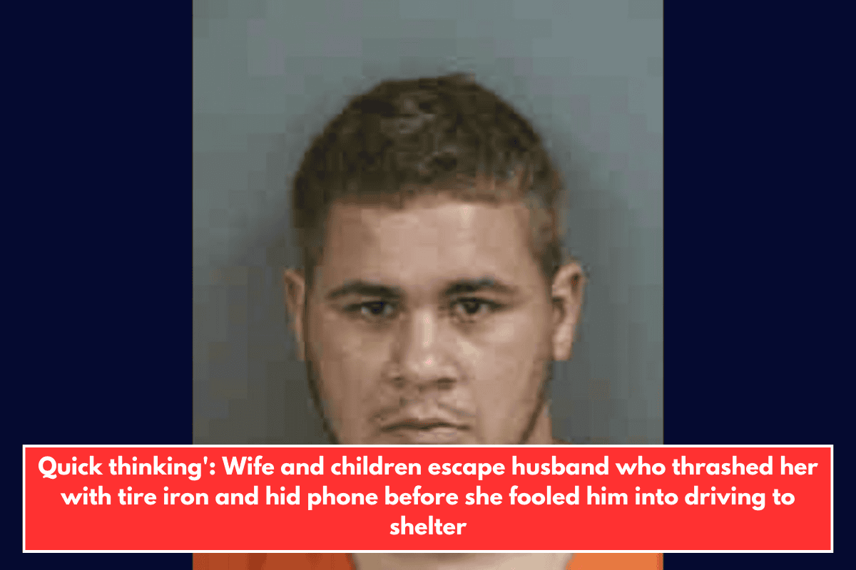 Quick thinking': Wife and children escape husband who thrashed her with tire iron and hid phone before she fooled him into driving to shelter