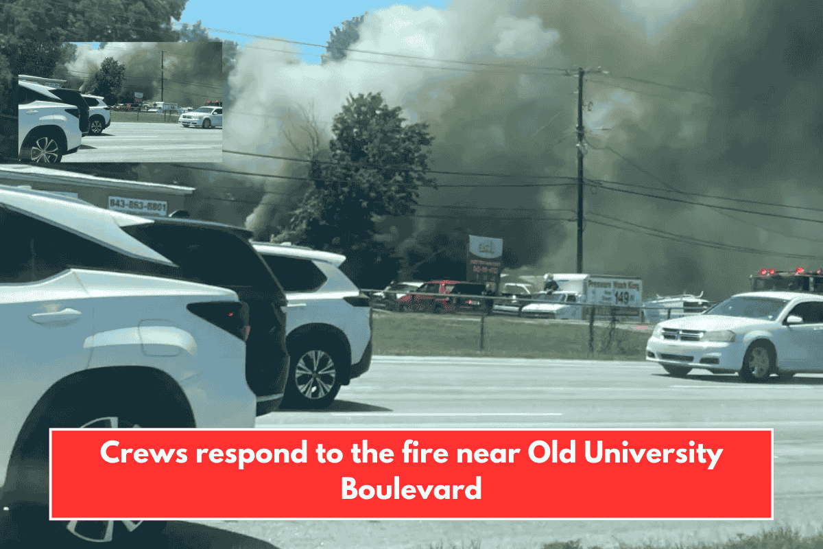 Crews respond to the fire near Old University Boulevard