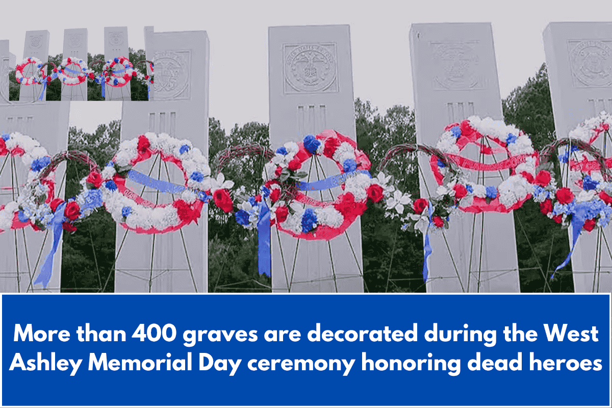 More than 400 graves are decorated during the West Ashley Memorial Day ceremony honoring dead heroes