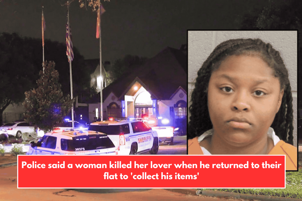 Police said a woman killed her lover when he returned to their flat to 'collect his items'