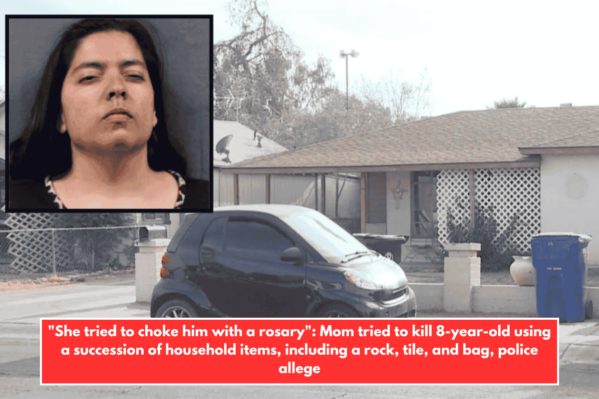 "She tried to choke him with a rosary": Mom tried to kill 8-year-old using a succession of household items, including a rock, tile, and bag, police allege