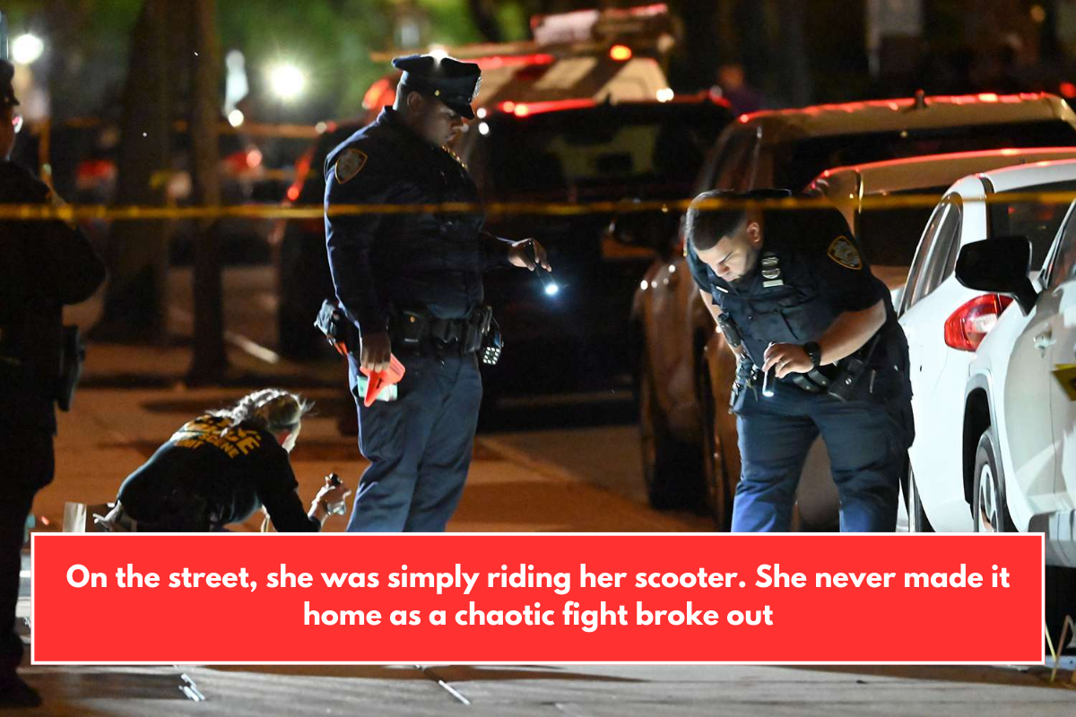 On the street, she was simply riding her scooter. She never made it home as a chaotic fight broke out