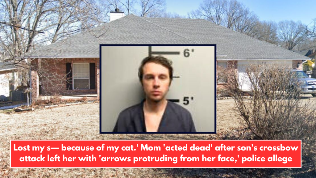 Lost my s— because of my cat.' Mom 'acted dead' after son's crossbow attack left her with 'arrows protruding from her face,' police allege