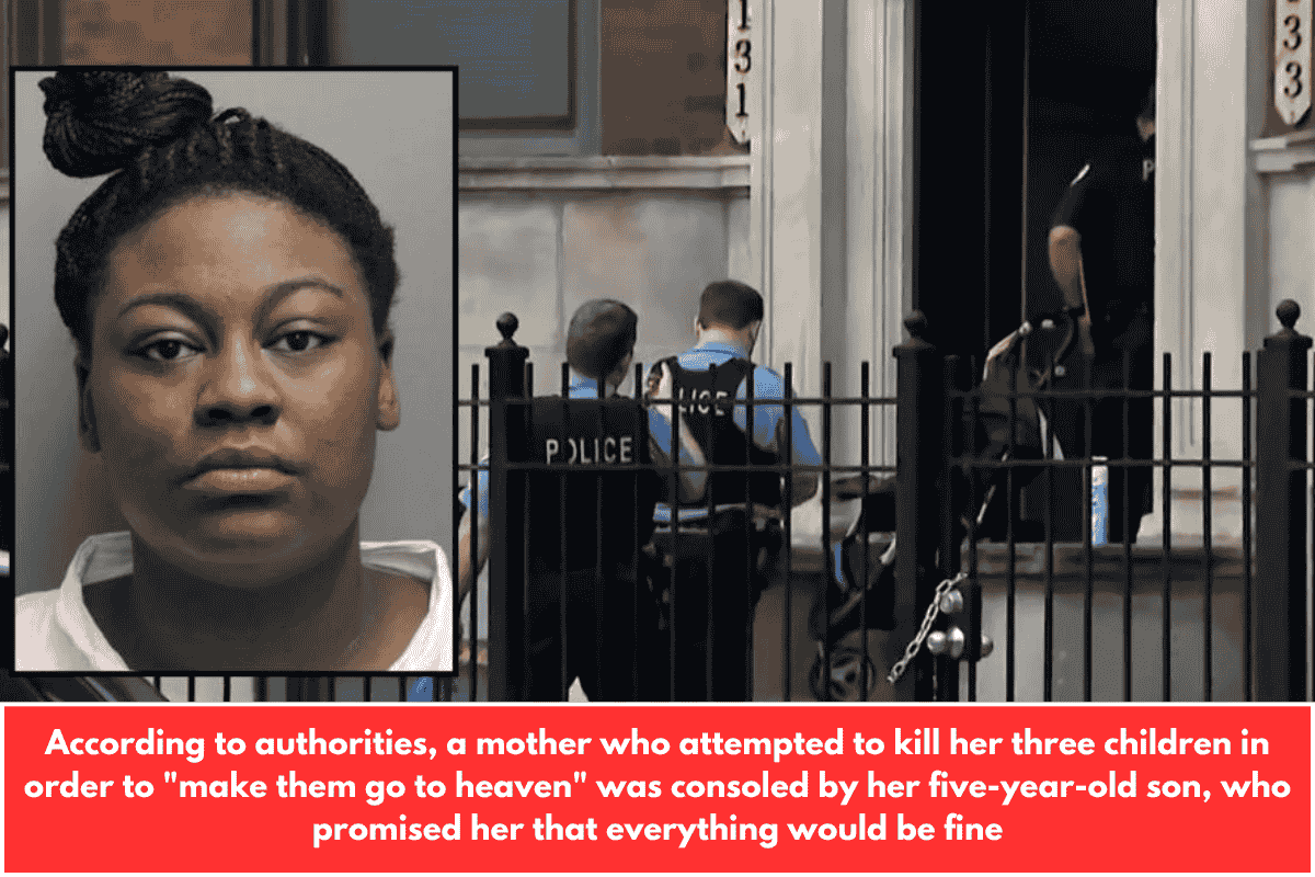 According to authorities, a mother who attempted to kill her three children in order to "make them go to heaven" was consoled by her five-year-old son, who promised her that everything would be fine
