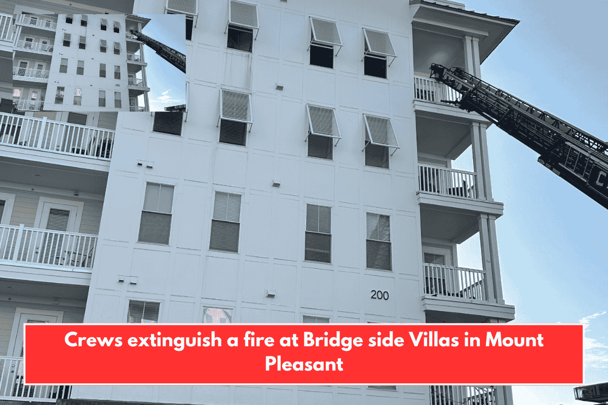 Crews extinguish a fire at Bridge side Villas in Mount Pleasant