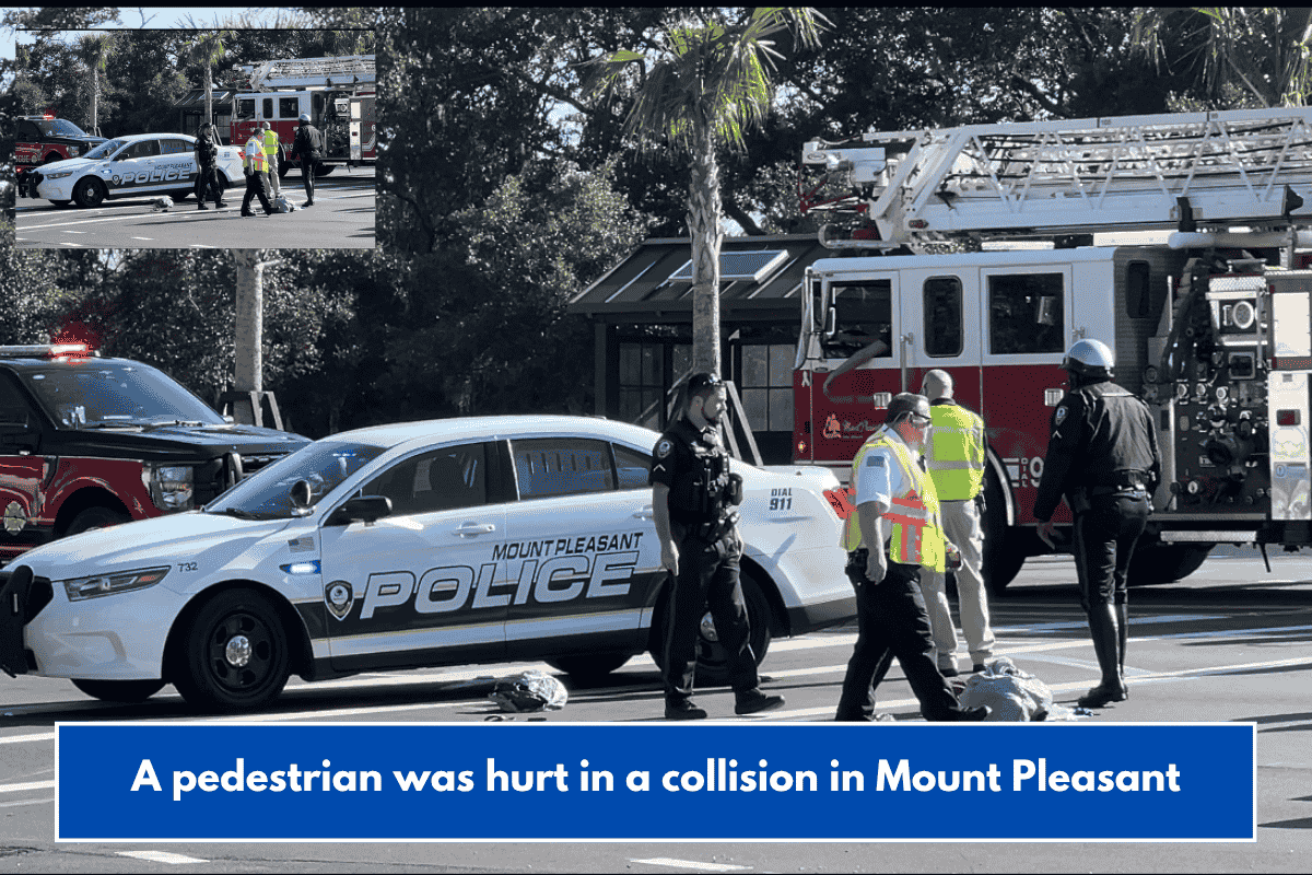 A pedestrian was hurt in a collision in Mount Pleasant