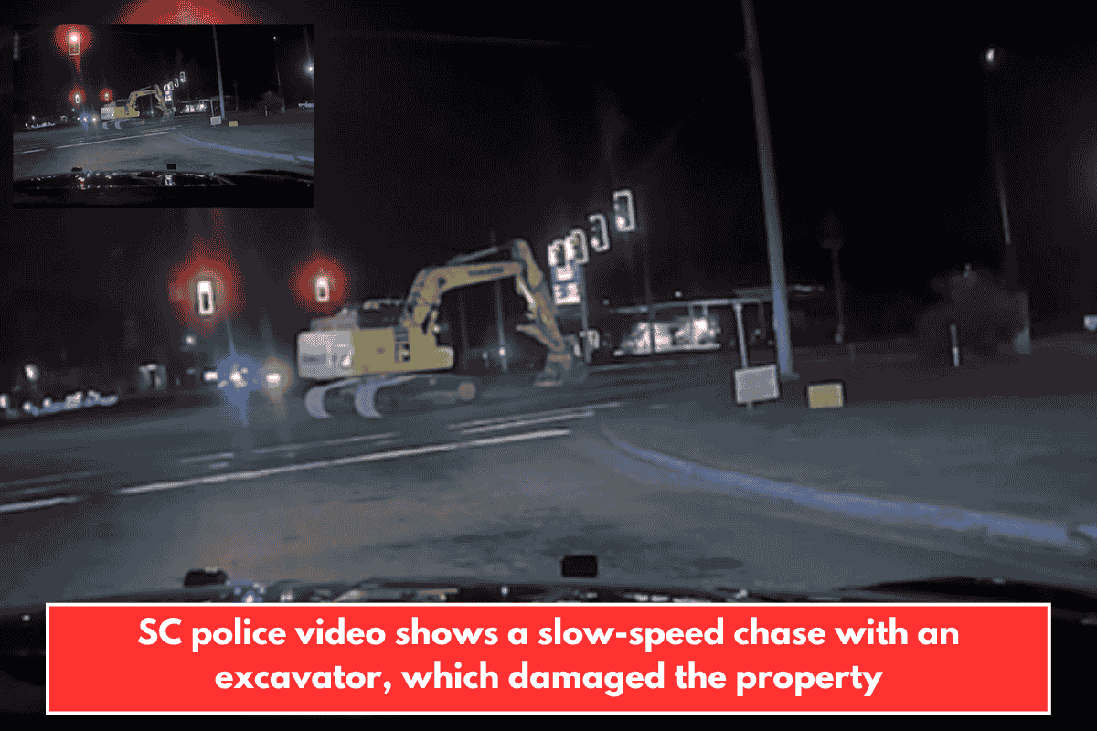 SC police video shows a slow-speed chase with an excavator, which damaged the property
