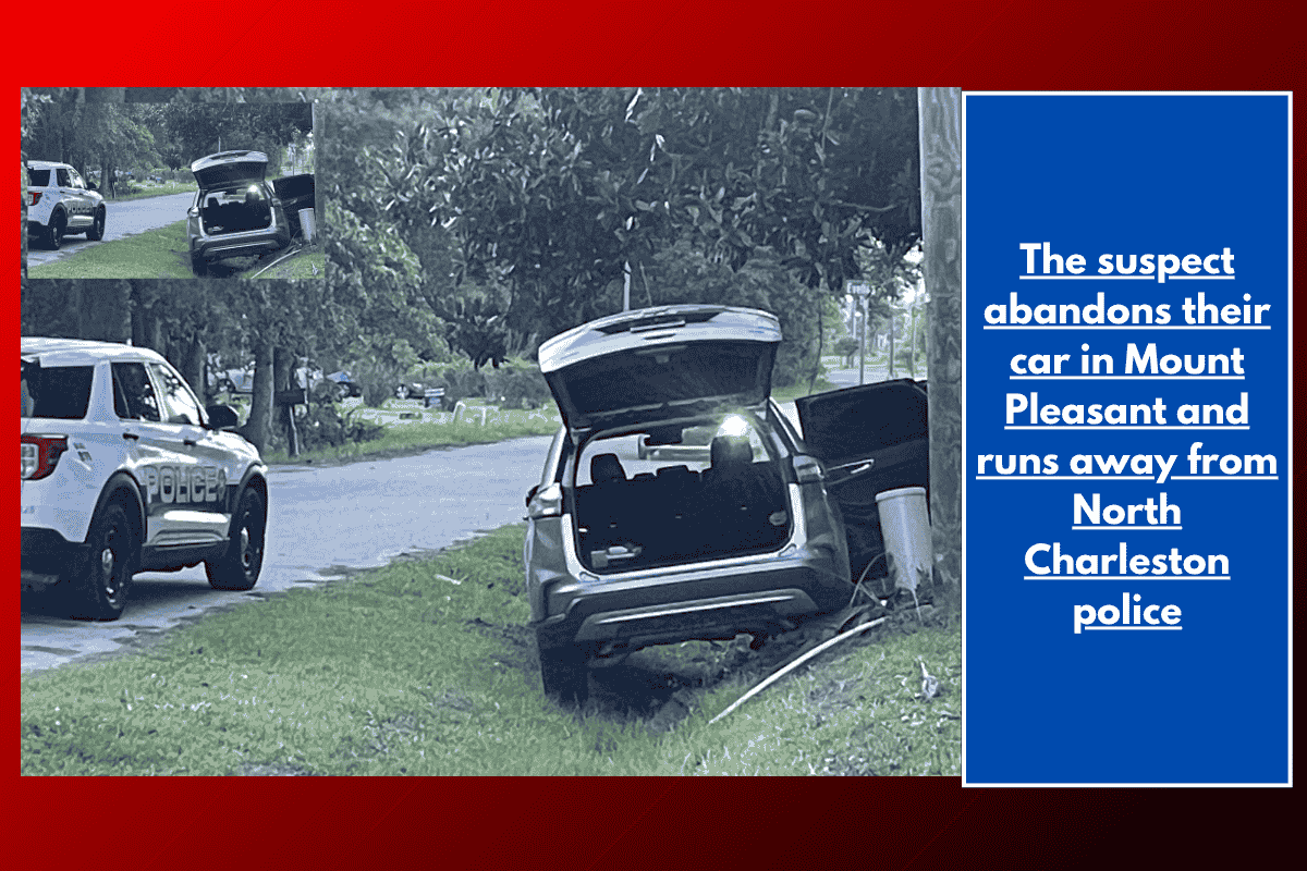The suspect abandons their car in Mount Pleasant and runs away from North Charleston police