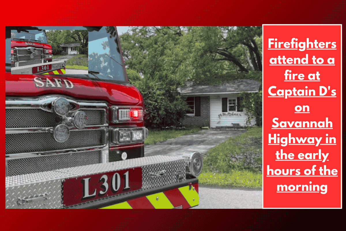 Firefighters attend to a fire at Captain D's on Savannah Highway in the early hours of the morning