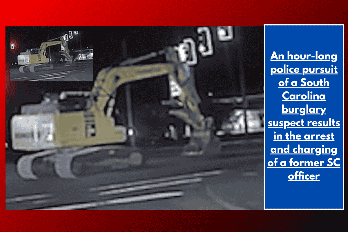 An hour-long police pursuit of a South Carolina burglary suspect results in the arrest and charging of a former SC officer