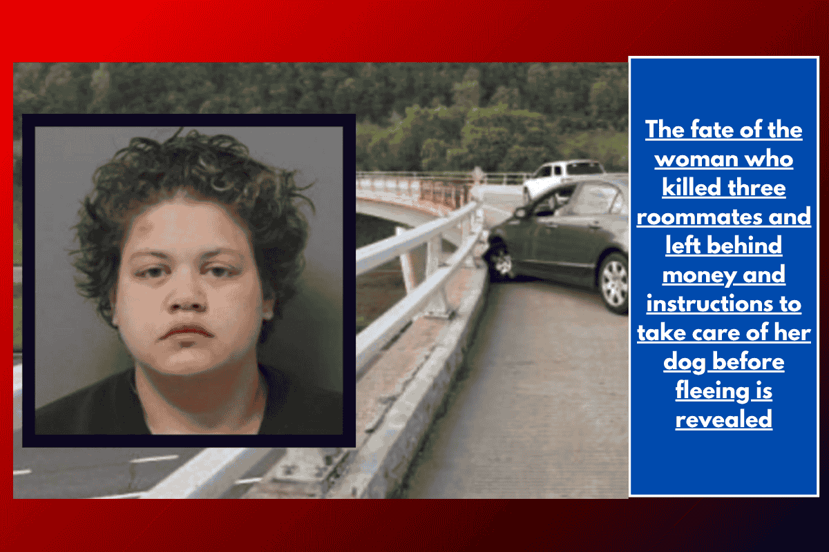 The fate of the woman who killed three roommates and left behind money and instructions to take care of her dog before fleeing is revealed