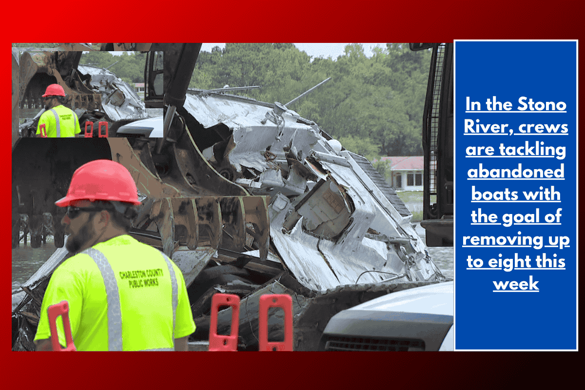 In the Stono River, crews are tackling abandoned boats with the goal of removing up to eight this week
