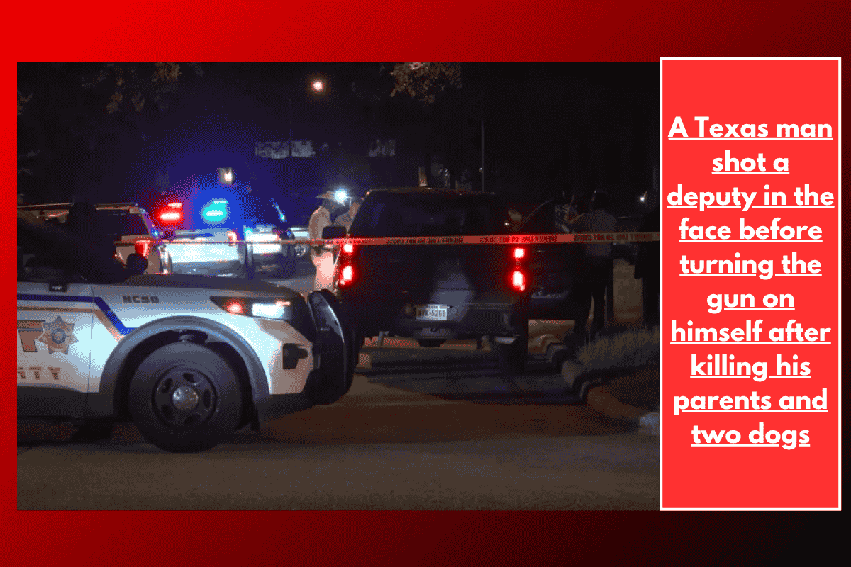 A Texas man shot a deputy in the face before turning the gun on himself after killing his parents and two dogs