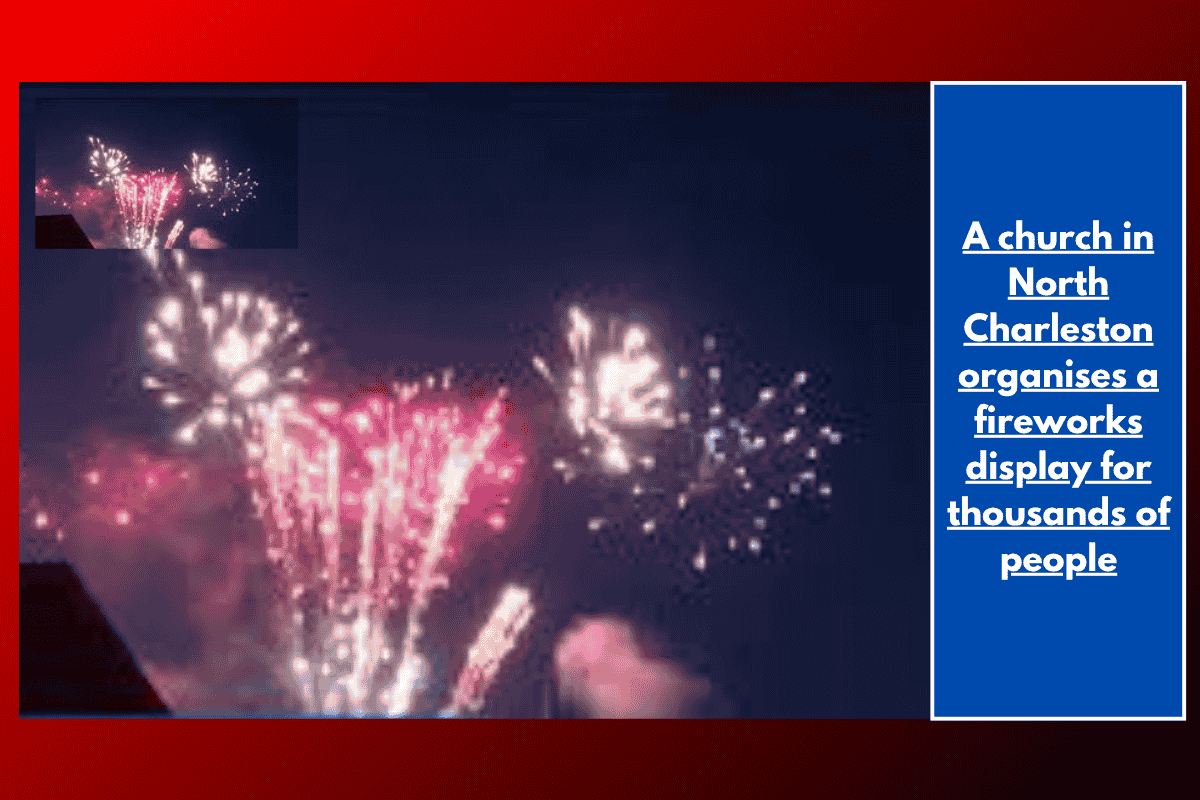 A church in North Charleston organises a fireworks display for thousands of people