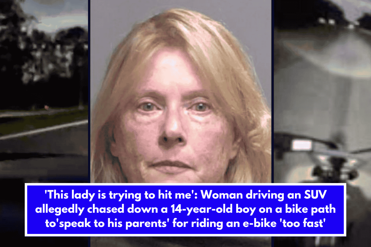 'This lady is trying to hit me' Woman driving an SUV allegedly chased down a 14-year-old boy on a bike path to'speak to his parents' for riding an e-bike 'too fast'