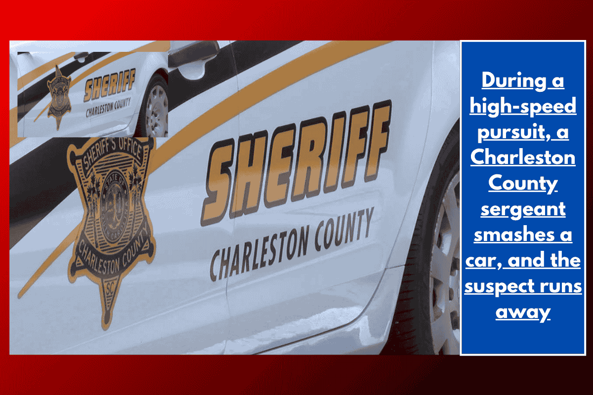 During a high-speed pursuit, a Charleston County sergeant smashes a car, and the suspect runs away
