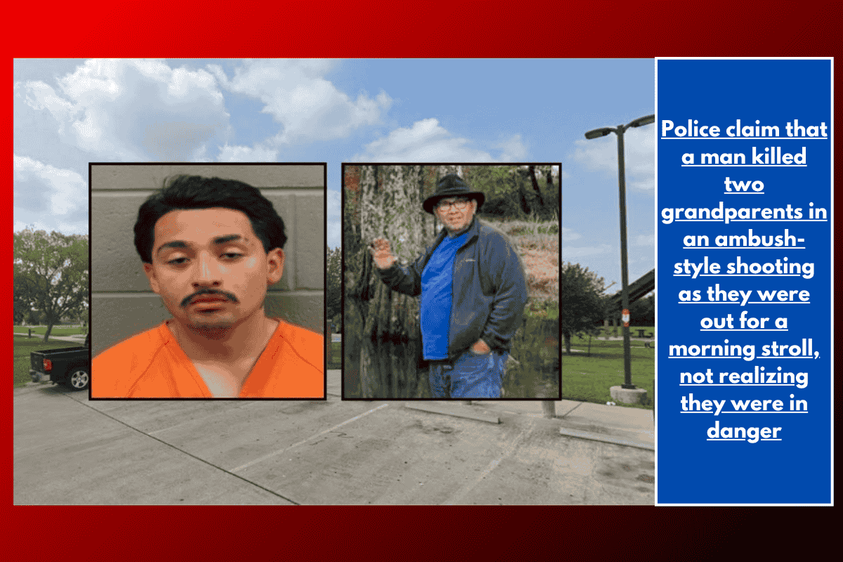 Police claim that a man killed two grandparents in an ambush-style shooting as they were out for a morning stroll, not realizing they were in danger