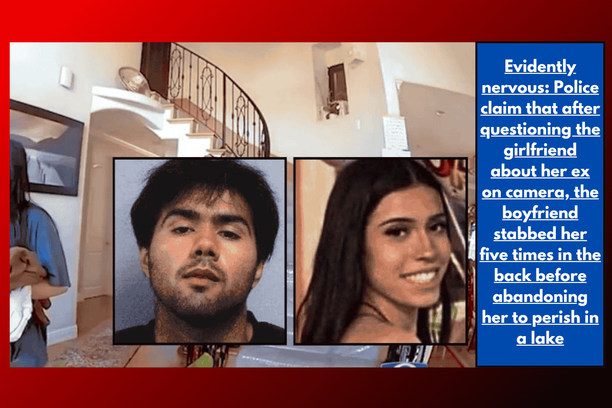 Evidently nervous: Police claim that after questioning the girlfriend about her ex on camera, the boyfriend stabbed her five times in the back before abandoning her to perish in a lake