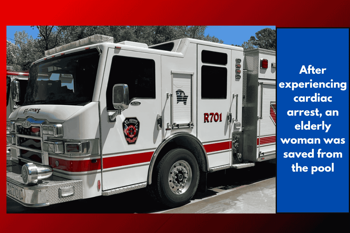 After experiencing cardiac arrest, an elderly woman was saved from the pool