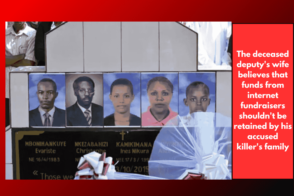 The deceased deputy's wife believes that funds from internet fundraisers shouldn't be retained by his accused killer's family