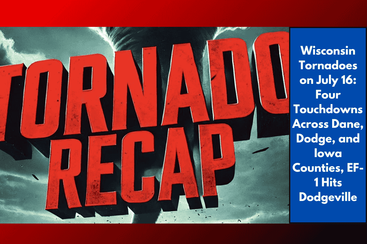 Wisconsin Tornadoes on July 16: Four Touchdowns Across Dane, Dodge, and Iowa Counties, EF-1 Hits Dodgeville