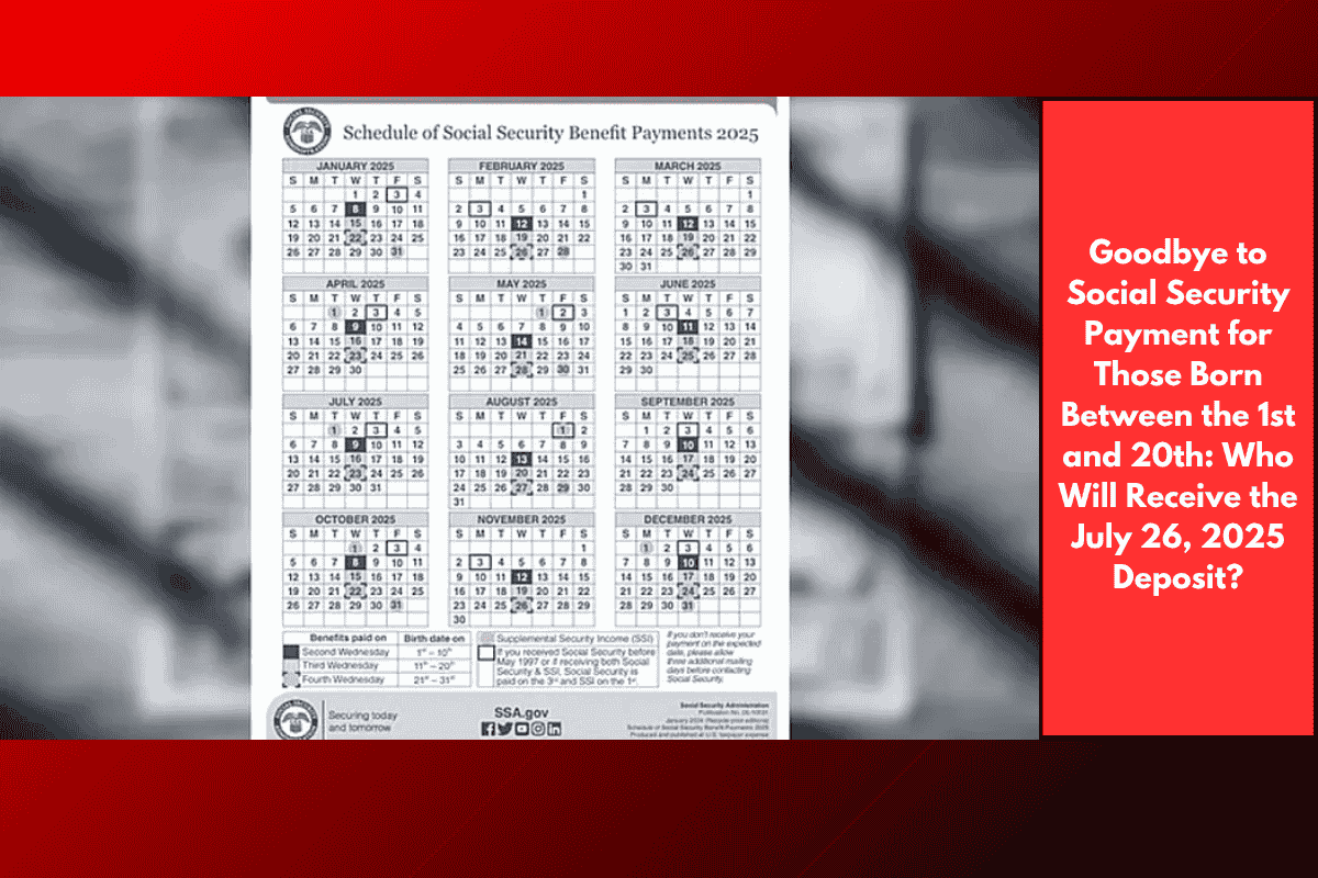 Goodbye to Social Security Payment for Those Born Between the 1st and 20th: Who Will Receive the July 26, 2025 Deposit?
