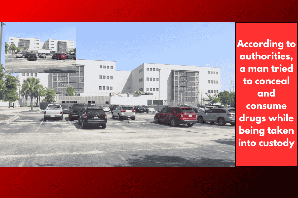 According to authorities, a man tried to conceal and consume drugs while being taken into custody