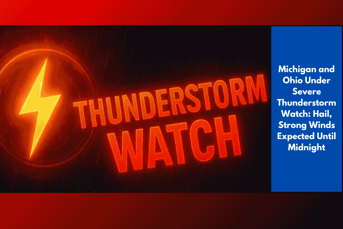 Michigan and Ohio Under Severe Thunderstorm Watch: Hail, Strong Winds Expected Until Midnight