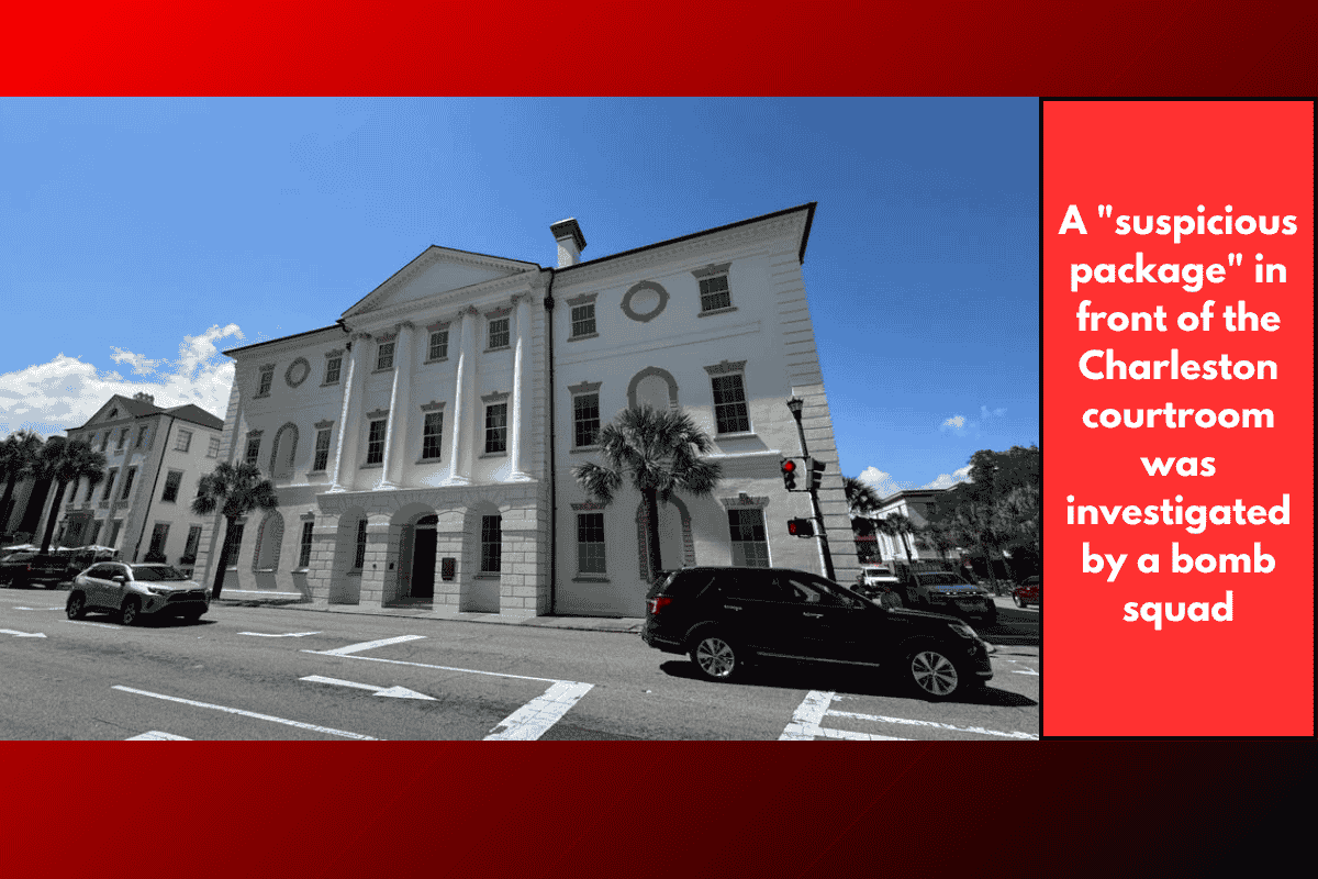 A "suspicious package" in front of the Charleston courtroom was investigated by a bomb squad