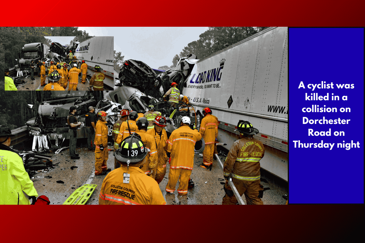 A cyclist was killed in a collision on Dorchester Road on Thursday night