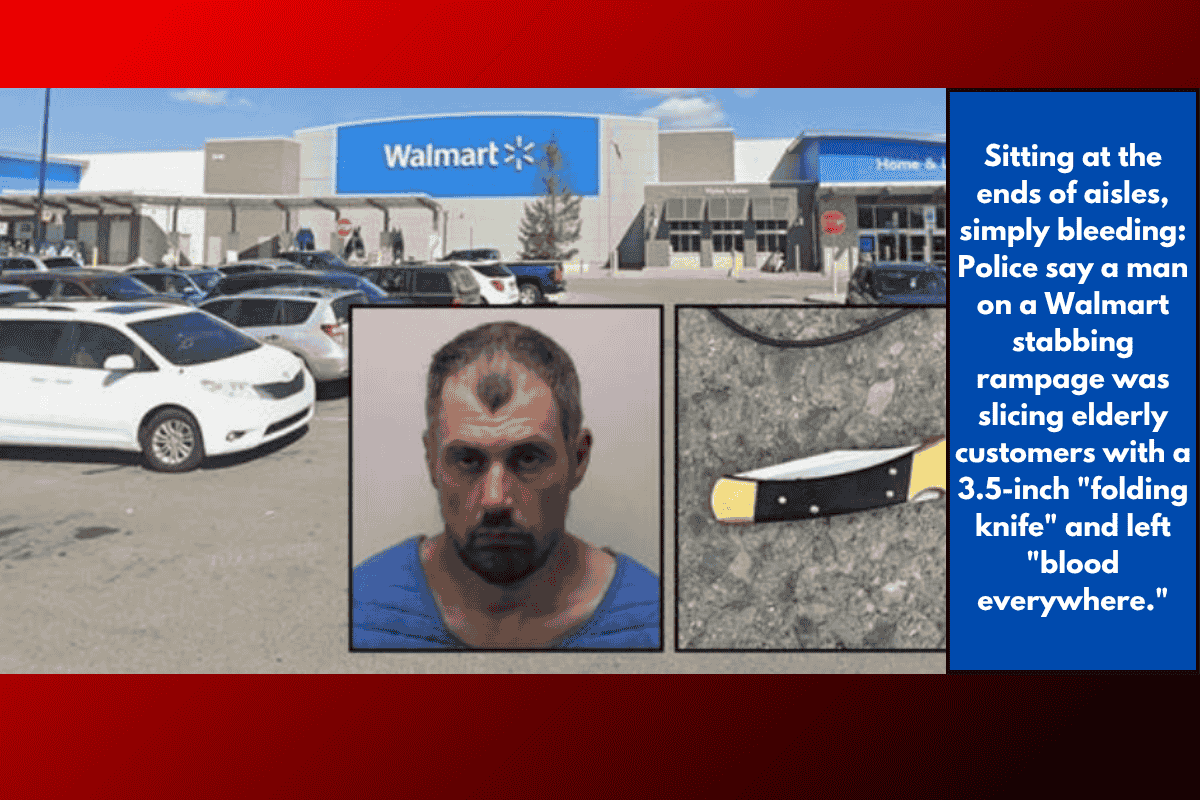 Sitting at the ends of aisles, simply bleeding: Police say a man on a Walmart stabbing rampage was slicing elderly customers with a 3.5-inch "folding knife" and left "blood everywhere."
