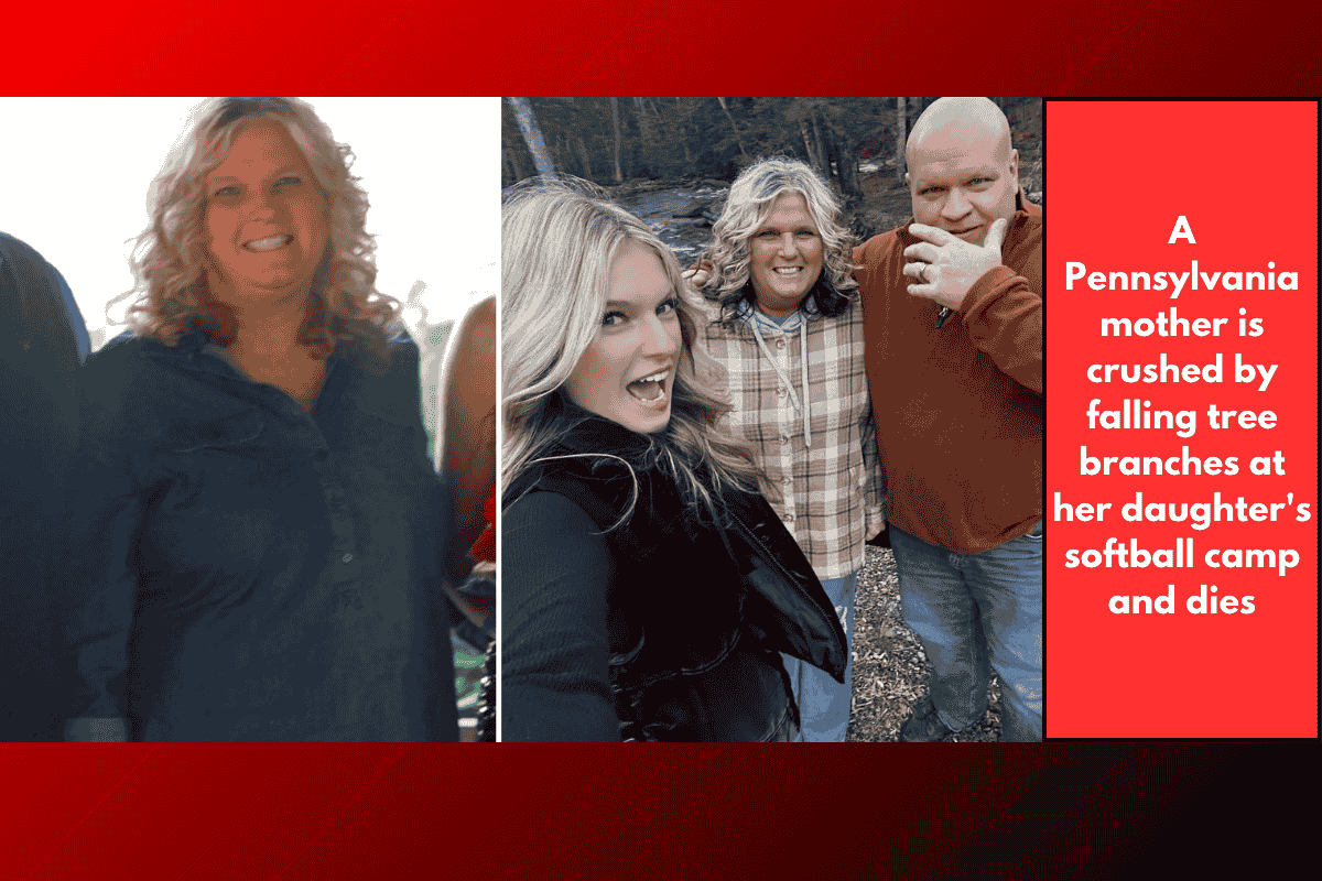 A Pennsylvania mother is crushed by falling tree branches at her daughter's softball camp and dies