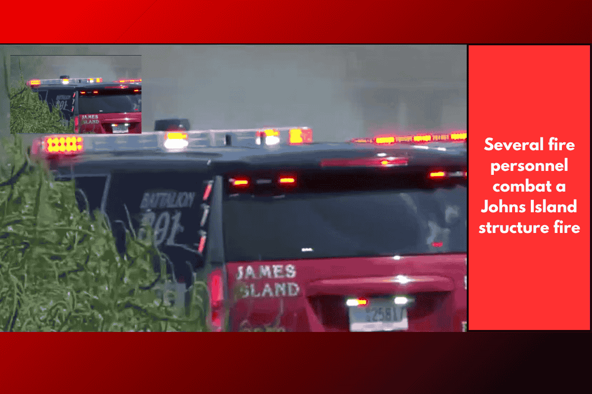 Several fire personnel combat a Johns Island structure fire