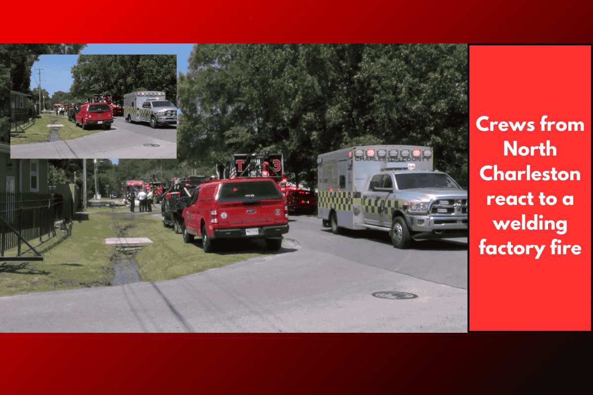 Crews from North Charleston react to a welding factory fire