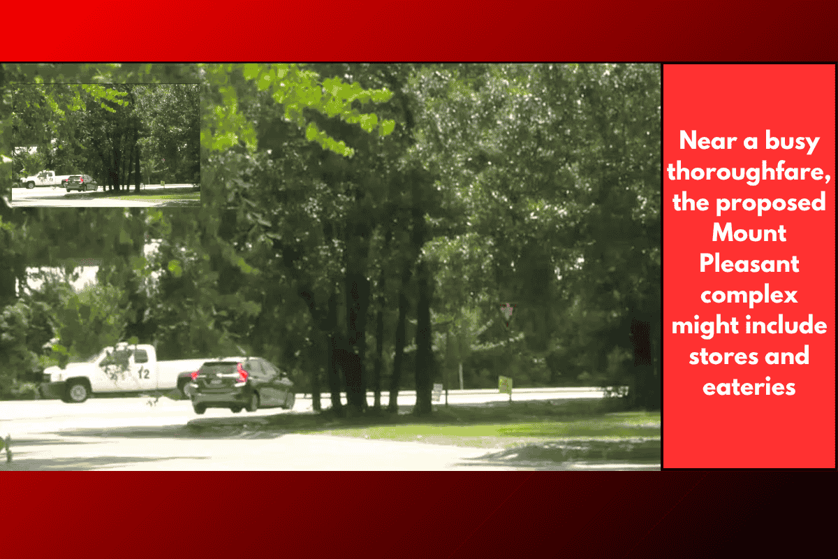 Near a busy thoroughfare, the proposed Mount Pleasant complex might include stores and eateries