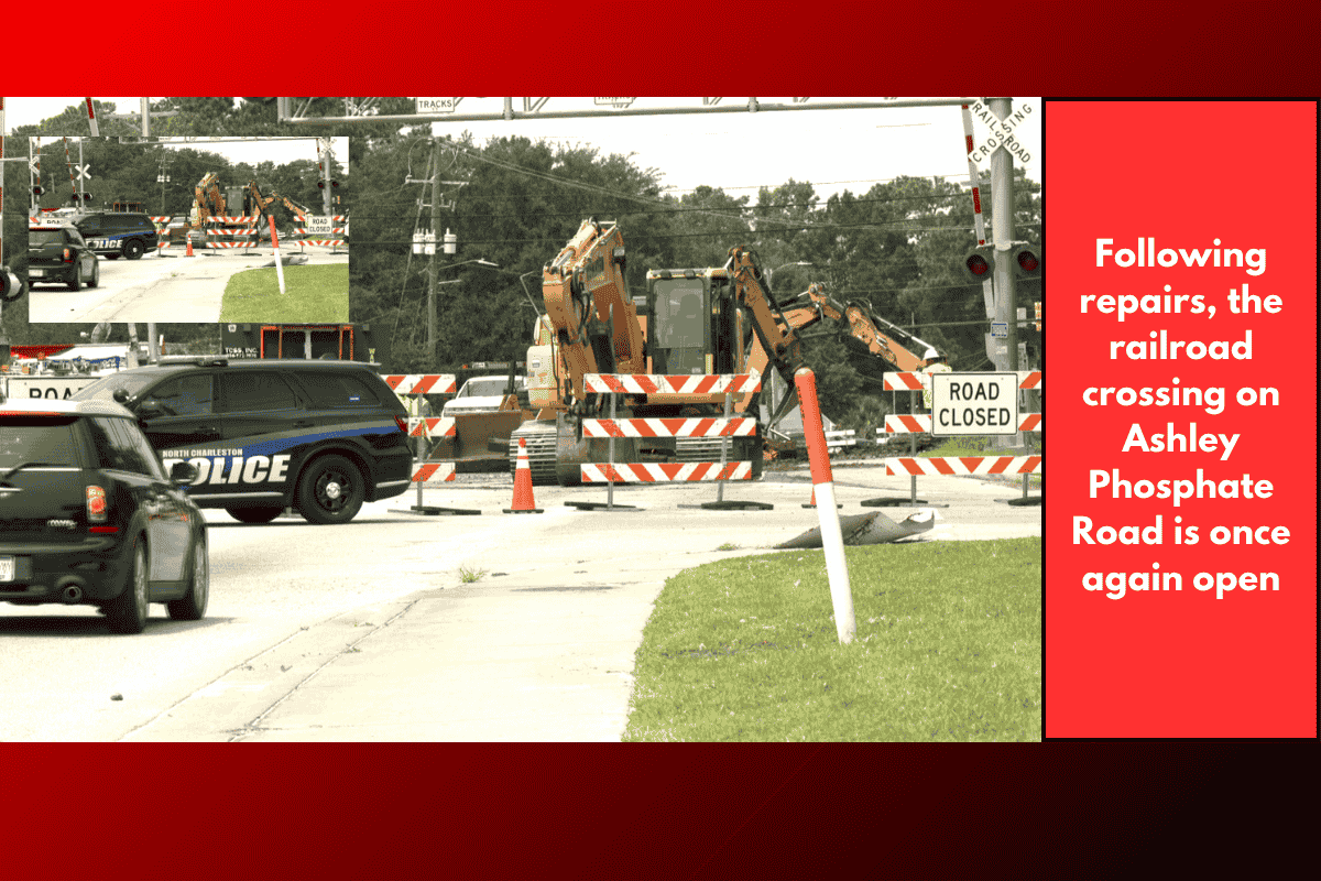 Following repairs, the railroad crossing on Ashley Phosphate Road is once again open