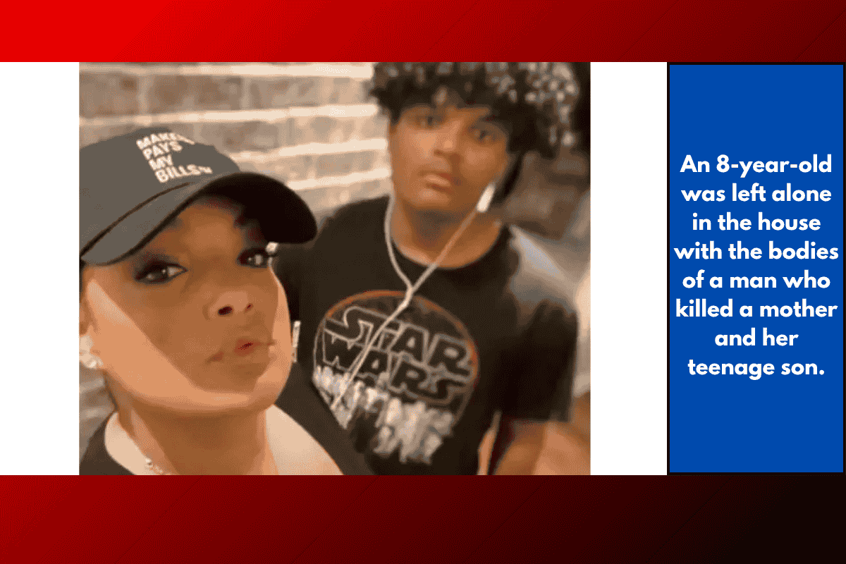 An 8-year-old was left alone in the house with the bodies of a man who killed a mother and her teenage son.