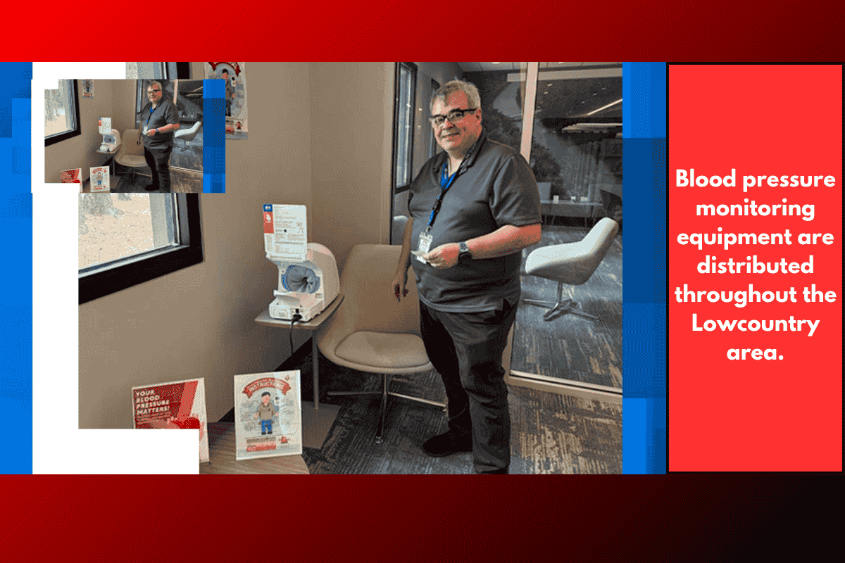 Blood pressure monitoring equipment are distributed throughout the Lowcountry area.