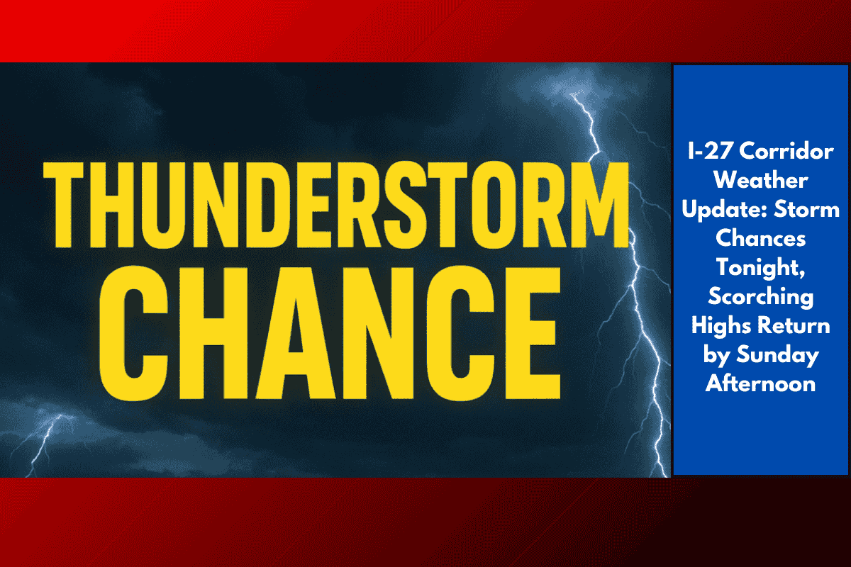 I-27 Corridor Weather Update: Storm Chances Tonight, Scorching Highs Return by Sunday Afternoon