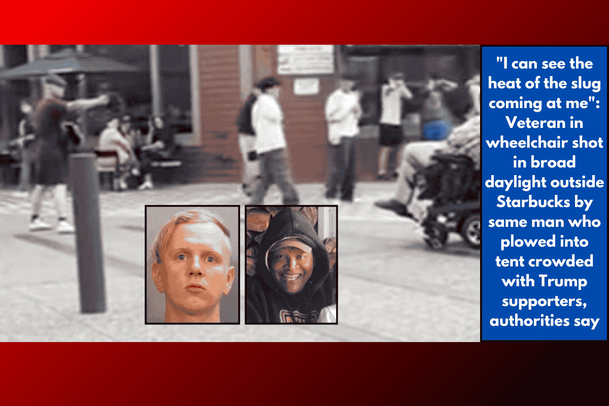 "I can see the heat of the slug coming at me": Veteran in wheelchair shot in broad daylight outside Starbucks by same man who plowed into tent crowded with Trump supporters, authorities say