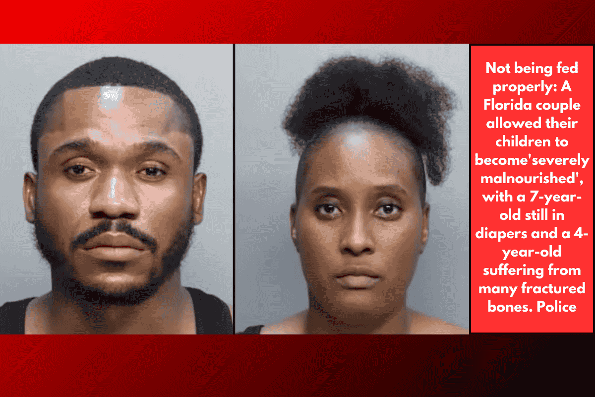 Not being fed properly: A Florida couple allowed their children to become'severely malnourished', with a 7-year-old still in diapers and a 4-year-old suffering from many fractured bones. Police