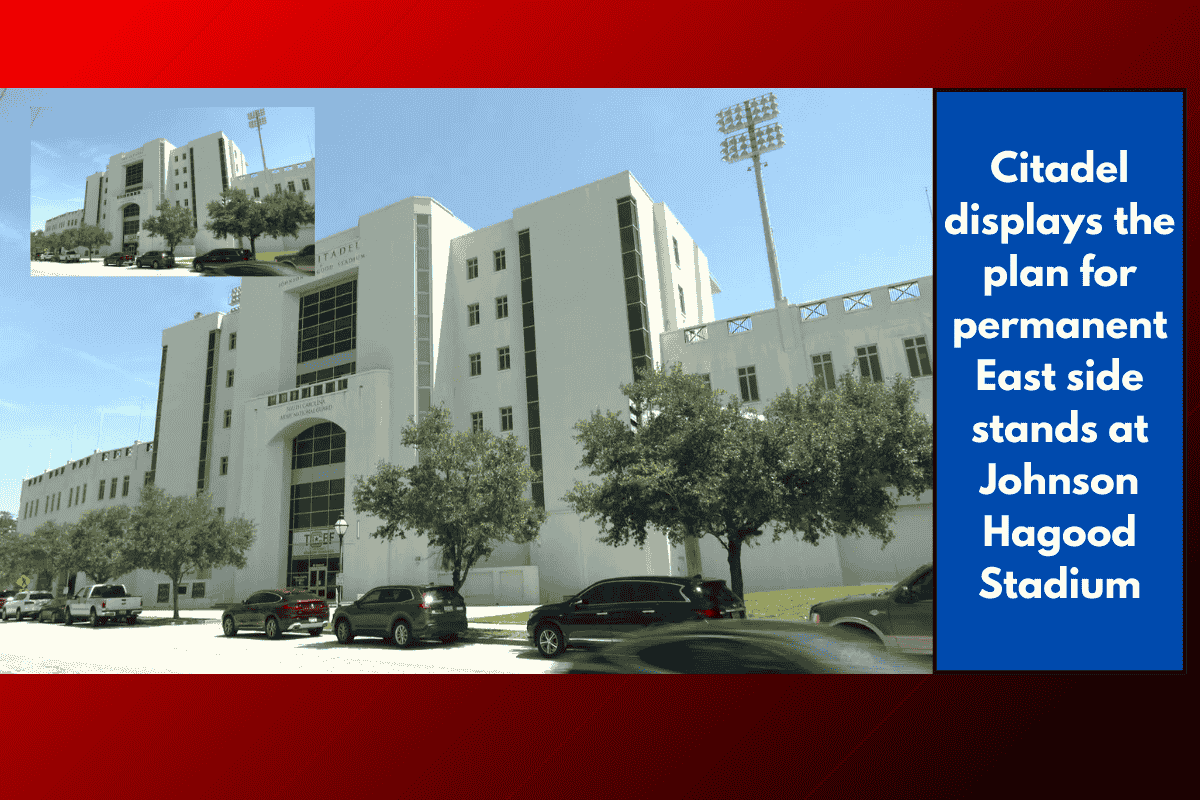 Citadel displays the plan for permanent East side stands at Johnson Hagood Stadium