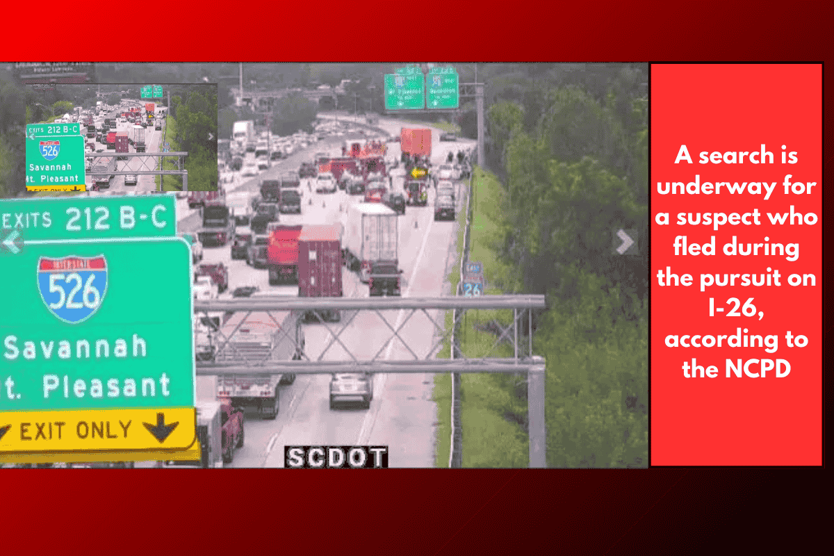 A search is underway for a suspect who fled during the pursuit on I-26, according to the NCPD