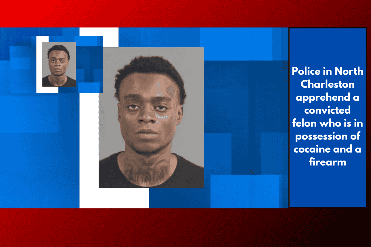 Police in North Charleston apprehend a convicted felon who is in possession of cocaine and a firearm